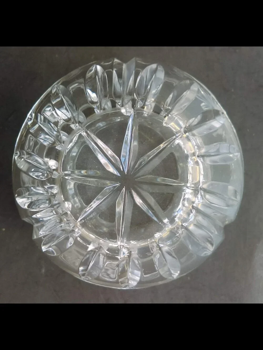 Intricately Cut Clear Glass Vase/Bowl 3” Tall